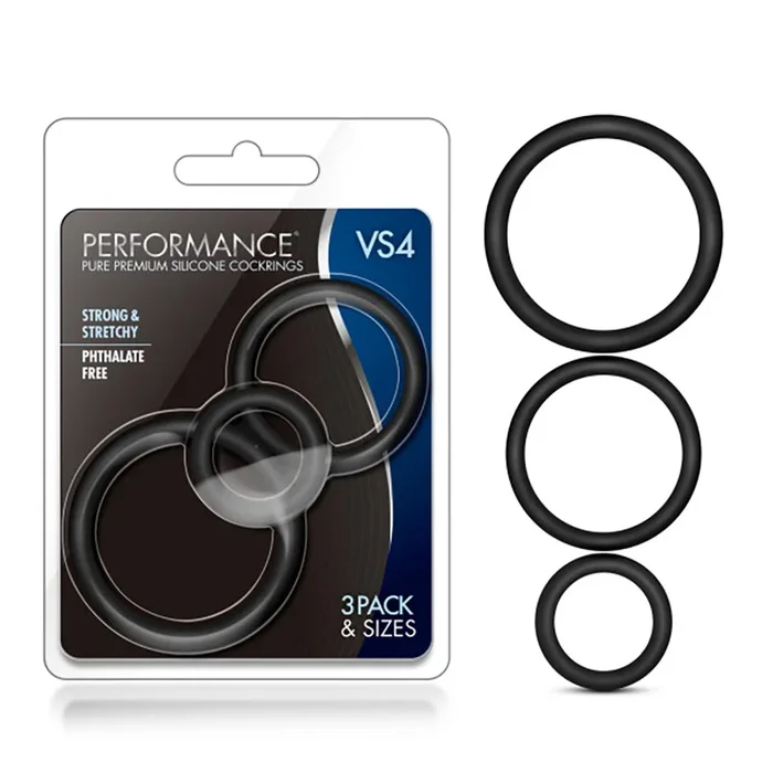 Performance – Vs4 Pure Premium Silicone Cockring Set – Black