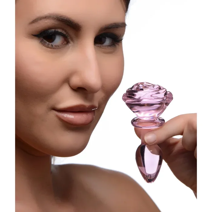 Pink Rose Glass Anal Plug – Small