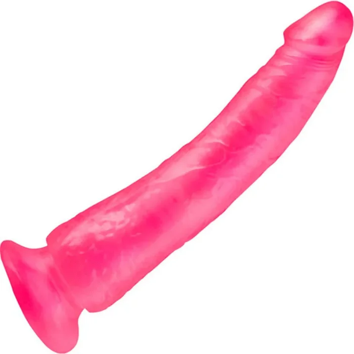 Pipedream Basix Rubber Works 7 inch Slim Tapered Realistic Dildo with Suction Cup Mount Base Pink