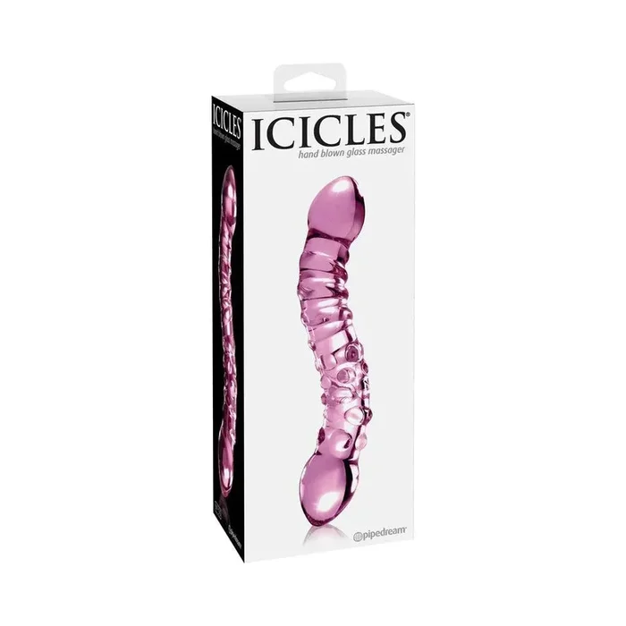 Pipedream Icicles No. 55 Curved Textured 7.75 in. Dual-Ended Glass Dildo