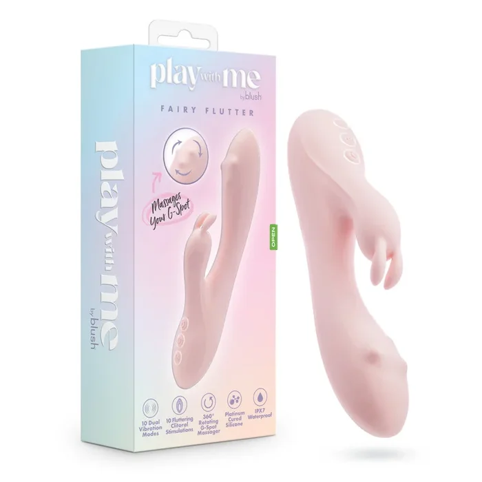 Play With Me By Blush® | Fairy Flutter – 7.75 Inch G Spot Clitoral Rabbit – 10 Dual Vibrations – 360° Massaging – Silicone – Pink