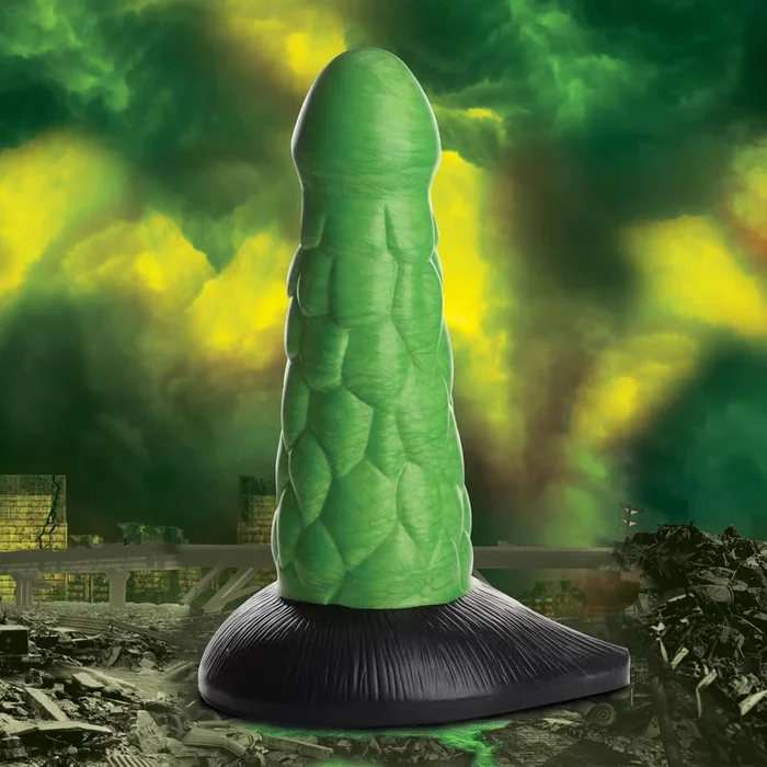 Radioactive Reptile Thick Scaly Silicone Dildo – Green