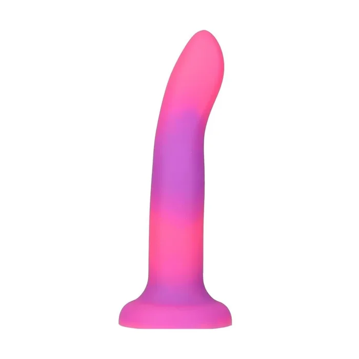 Rave Addiction Pink/Purple 8″ Glow-In-The-Dark Suction Cup Dildo
