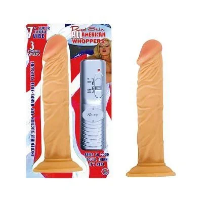 Real Skin All American Whoppers Vibrating Dildo with Wired Remote Control 7in