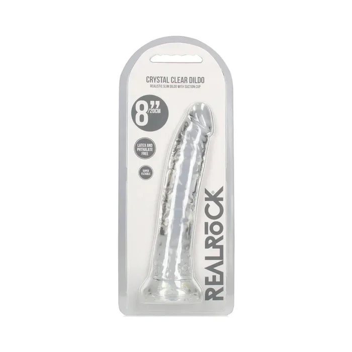 RealRock Crystal Clear Slim 8 in. Dildo Clear