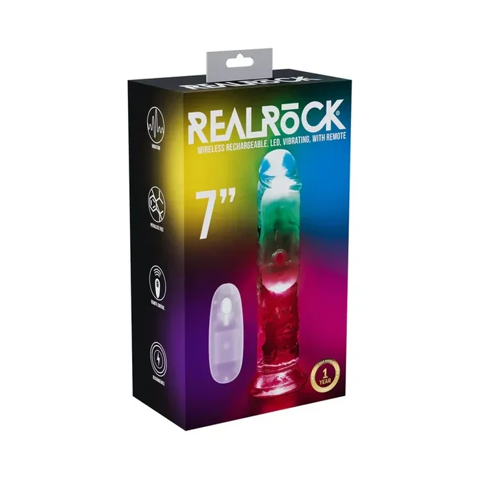 RealRock Wireless Rechargeable Remote Control Vibrating 7 in. Dildo
