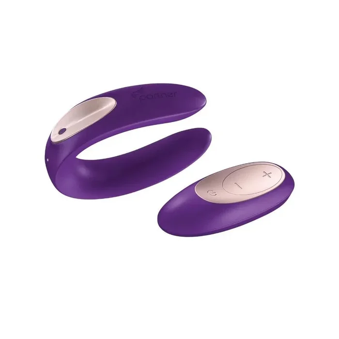 SATISFYER couples vibrator “Double Plus Remote Control” made of silicone (violet)