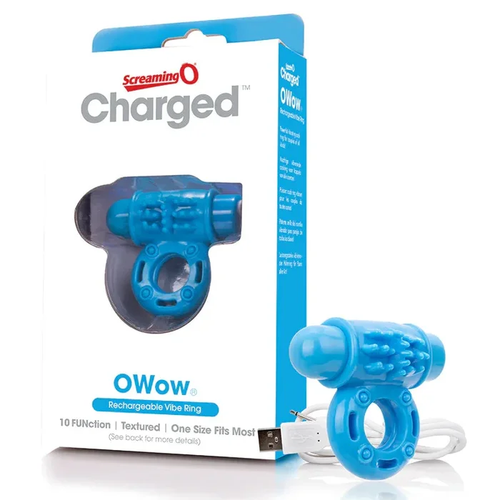 Screaming O Charged OWow Vooom Vibrating Cock Ring – Blue
