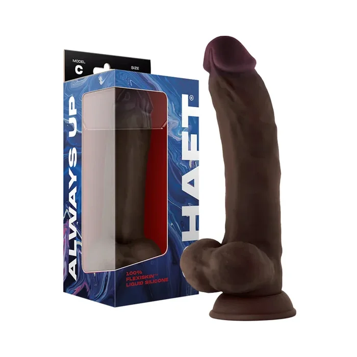 Shaft Model C: 9.5 in. Dual Density Silicone Dildo with Balls Mahogany