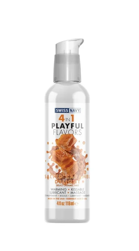 Swiss Navy 4-in-1 Playful Flavors – Salted Caramel Delight – 4 Fl. Oz.