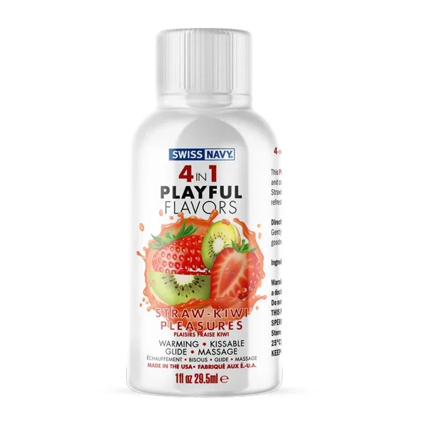 Swiss Navy 4-in-1 Playful Flavors – Strawberry Kiwi Pleasures – 1 Fl. Oz.