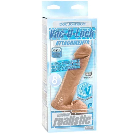 Vac-U-Lock – 8 Inch Realistic Cock Brown