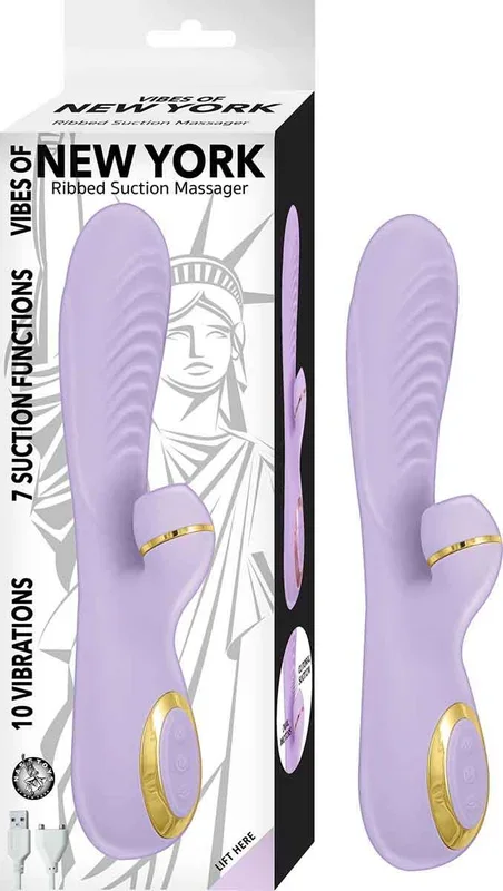 Vibes of New York Ribbed Suction Massager – Lavender
