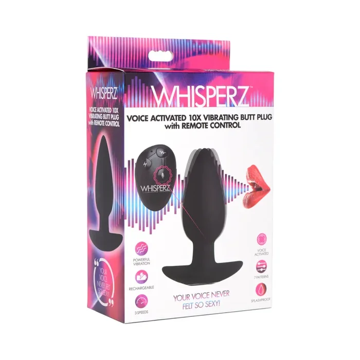 Whisperz Voice Activated 10X Vibrating Butt Plug with Remote