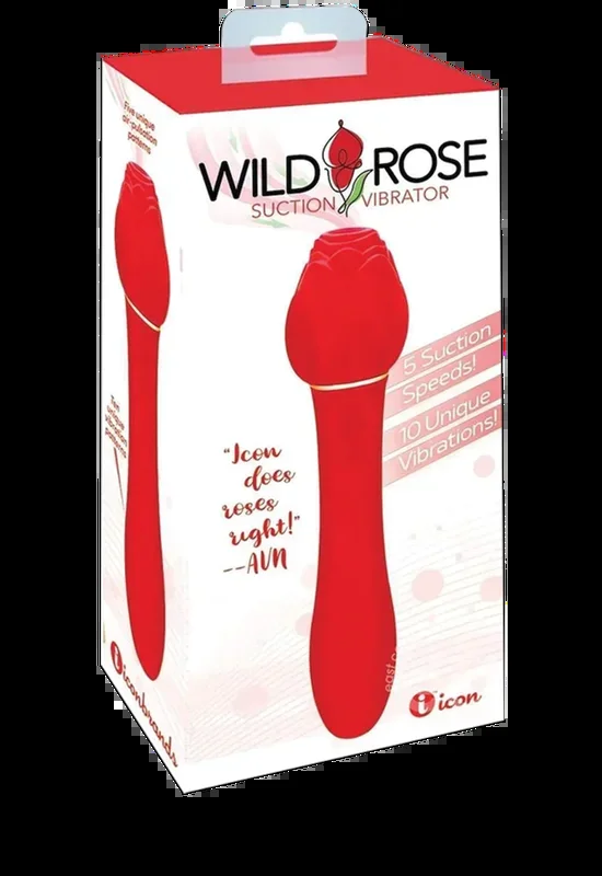 Wild Rose Rechargeable Silicone Suction + Vibrator – Red