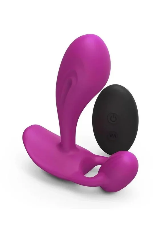 Witty Rechargeable Silicone Vibrator with Clitoral Stimulator – Sweet Orchid