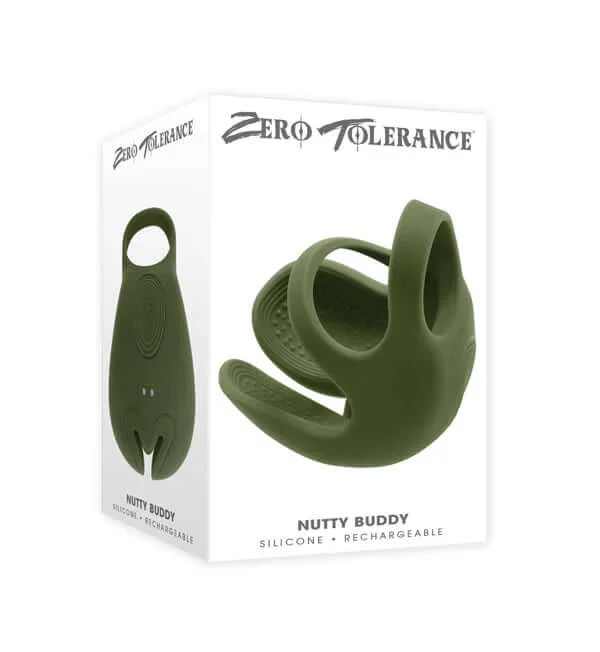 Zero Tolerance Nutty Buddy Rechargeable Silicone Dual Cock Ring – Green