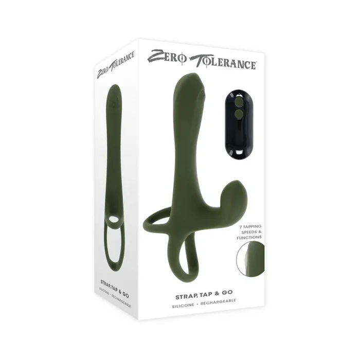 Zero Tolerance Strap Tap & Go Rechargeable Vibrating Girth Enhancer Silicone Green